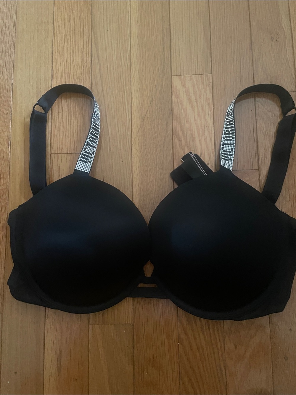 Victoria's Secret Black Padded Bra with Logo Accent Straps